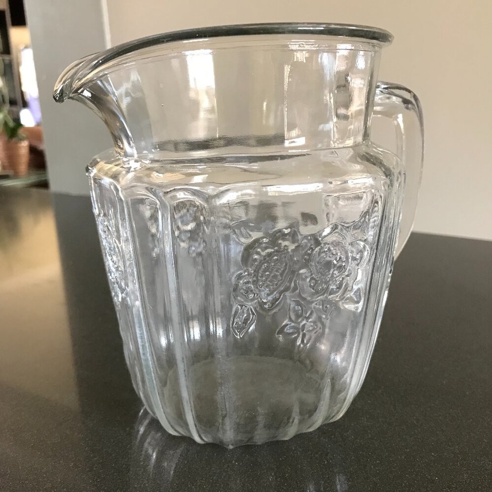 FINAL SALE -- Vintage Glass Square Round Pitcher
